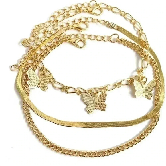 Gold Butterfly Dainty Anklet Set for Women - Picture 4 of 6